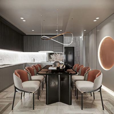 comprar Cabina contemporánea del hotel de los muebles de cristal del restaurante que asienta la mesa de comedor negra online manufacture