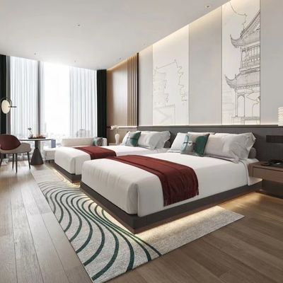 comprar Los muebles modernos de lujo del dormitorio del hotel fijan la madera contrachapada de la cama E1 de la chapa de la nuez modificada para requisitos particulares online manufacture