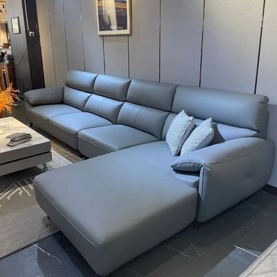 comprar Esponja Sofa Bed Blue Leather de encargo de la curva los 3.25m para el hogar del hotel online manufacture