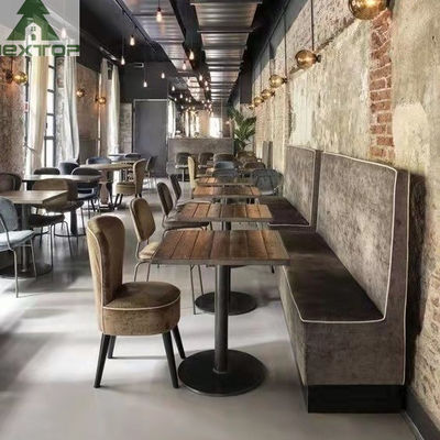 Buen precio Tela entera L de cuero cabina de la esquina Sofa Set Wooden Chairs de los muebles del restaurante del hotel de la forma en línea