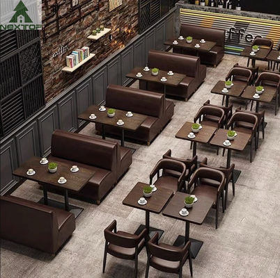 comprar Hotel de cuero de la barra del café de la cafetería de Sofa Chair Table Set For de la cabina del restaurante del vintage online manufacture
