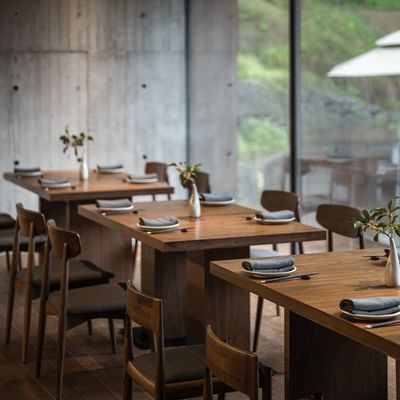comprar Sistema de madera de la mesa de comedor de la caja de Seater de los muebles 4 del restaurante del hotel del color de Brown online manufacture