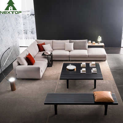 Buen precio Tela de madera sólida moderna Sofa Awaiting Area Negotiation Set en forma de L del marco en línea