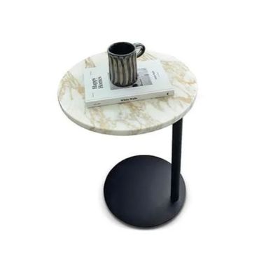 comprar Flexible C Mesa Sofá silla de mármol blanco acabado de base de hierro Mesa lateral online manufacture