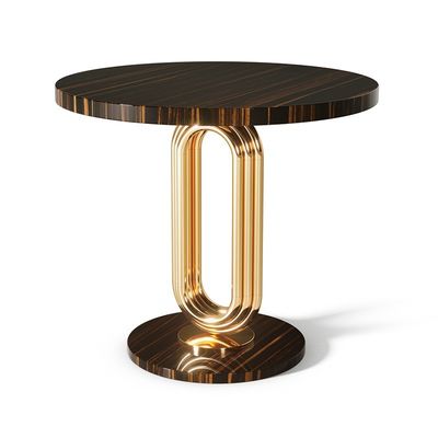comprar Mesa lateral de salón de oro brillante y redonda de metal Mesa de café redonda para oficina de hotel online manufacture