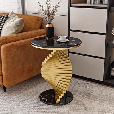 comprar Mesa de café de oro negro de mármol Mesa lateral de metal casual Uso de oficina en el hotel online manufacture