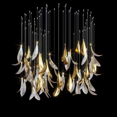 comprar Iluminación personalizada en forma de hoja de metal Lobby del hotel lámparas de escalera de la lámpara principal de la lámpara online manufacture