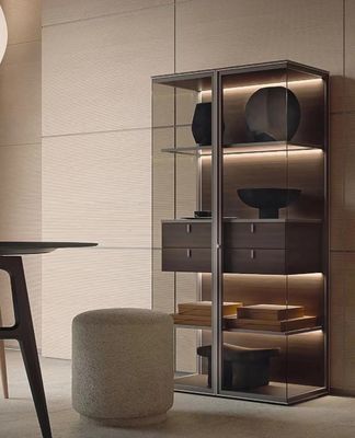 Buen precio Gabinete de lujo de la habitación de los gabinetes de exhibición del panel de cristal de la roca en línea