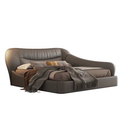 Cama nórdica de la caída del hotel del dormitorio de los muebles del cuero de la cama del roble suave anti del paquete el 1.8m