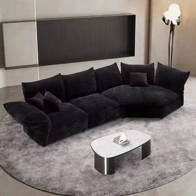 Sofá extranjero de la tela del sitio de Sofa Italian Hotel Villa Living del terciopelo del negro del pétalo
