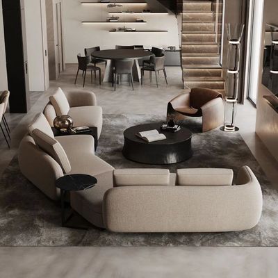 Sofá seccional de lino curvado formado del hotel de los muebles minimalistas del pasillo