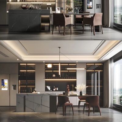 Buen precio Aduana casera de acero inoxidable moderna del armario de cocina de la faceta del cuarzo de los gabinetes en línea