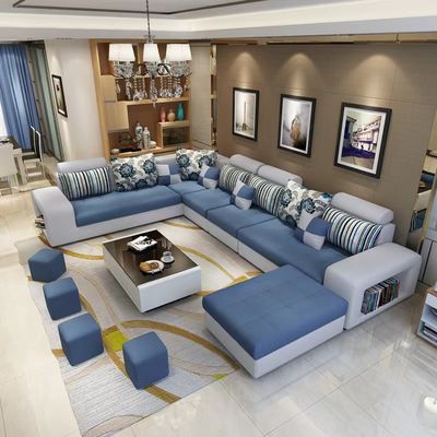 Sala de estar de encargo machacada de Sofa Bed Leather Border de la tela del terciopelo
