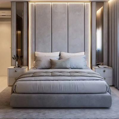 Cama de lino de la tela del hotel del dormitorio de los muebles del chalet de lujo moderno comercial del apartamento