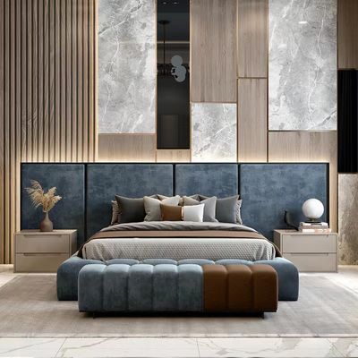 Rey real Size Bed de la tela del terciopelo del hotel de los muebles de encargo del dormitorio