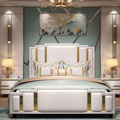 Los muebles tapizados del dormitorio del hotel hidráulicos levantan encima de cama del cuero del almacenamiento