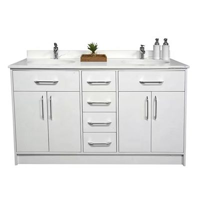 Buen precio El piso blanco del fregadero doble de 60 de la pulgada gabinetes de la habitación - montó aduana de los gabinetes en línea