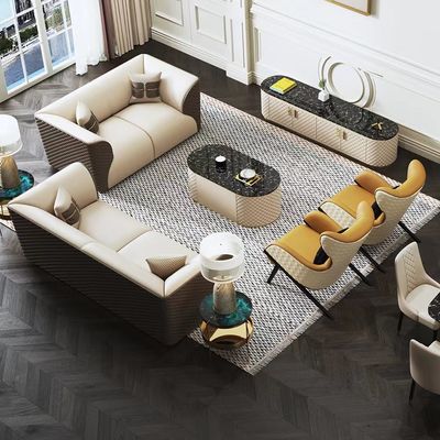 Buen precio Sofa Set Couch Living Room de cuero moderno de lujo Sofa Hotel Villa en línea
