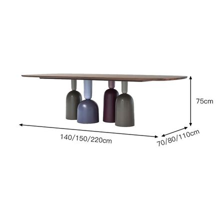 Forma rectangular modificada para requisitos particulares de la mesa de comedor con base metálica del color de la nuez