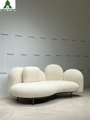 Chalet blanco formado de Sofa For Hotel Room Home de la felpa de los asientos del terciopelo 3 de la tela