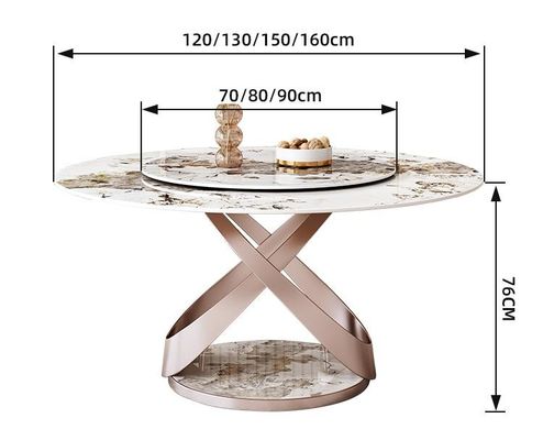 Mesa redonda del mármol moderno de lujo ligero con la mesa de comedor del hogar de la placa giratoria