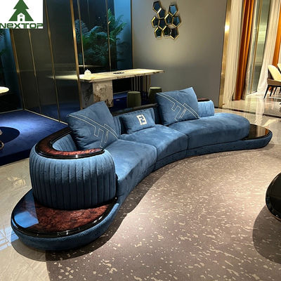 El salón de gama alta Blue Velvet de Sofa Set Furniture Hotel Lobby de la sala de estar curvó los sofás