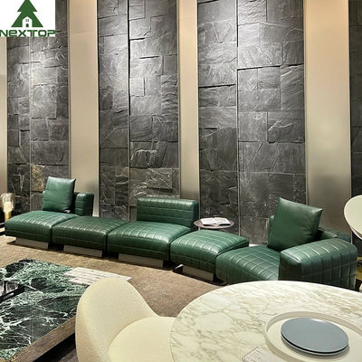 cuero verde de lujo Sofa Set modular de Ministerio del Interior de los muebles del pasillo del hotel de 1800*1000m m