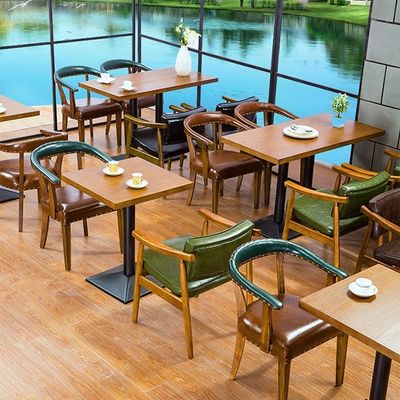 Banquete de madera verde de cena de encargo del restaurante del hotel de la tabla del desván del café de la silla de los muebles