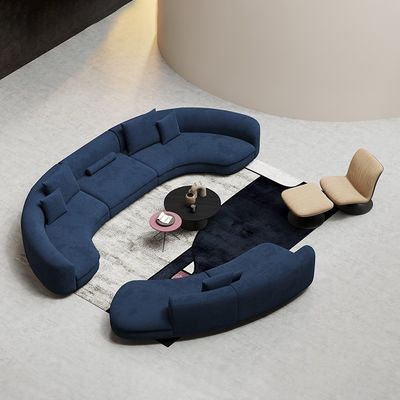 El azul curvó los muebles seccionales del sistema de la recepción del pasillo de la forma de Sofa Fabric U