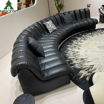 Chalet curvado de cuero negro de lujo del hotel de Sofa Large Lobby Set For del piano