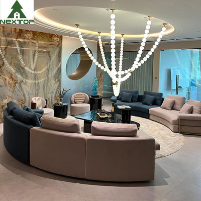 Muebles Sofa Nubuck Fabric Circle Corner modular interior del pasillo del hotel del OEM con el marco metálico