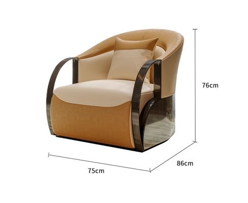 Sillón de acero inoxidable de cuero auténtico de los apoyabrazos del hotel de los muebles de gama alta del pasillo solo