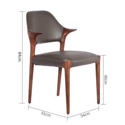 Restaurante silla de comedor de madera sólida apoya espaldas suaves creativas en forma de esquina de vaca apoya brazos