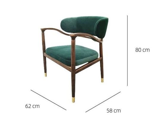 Muebles de lujo para hoteles de lujo, amigables con la piel, reposabrazos de madera sólida, silk velvet, silla de comedor
