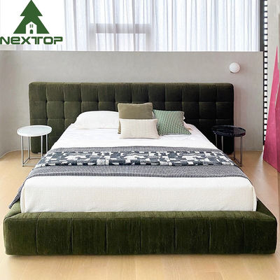 Los muebles modernos del dormitorio del centro turístico del hotel fijan camas del terciopelo de rey Size Luxury Green