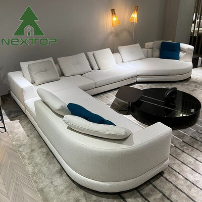 Buen precio Sofá de lino blanco semicircular Decoración interior Villa Salón de oficina en línea