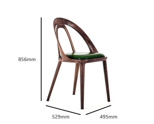 Silla de comedor de estilo nórdico luz lujosa cuero genuino negro sólido
