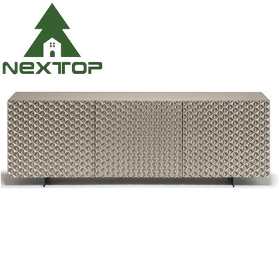 Cabinetes de costado de lujo de madera sólida de metal plata para comedor sala de estar