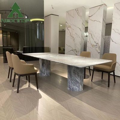 Muebles de comedor OEM para 8-12 Conjunto de mesa rectangular de mármol completo