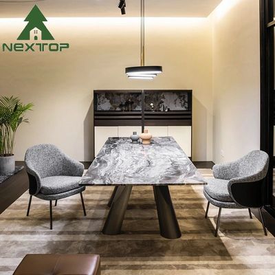 NEGUNDA PARTE Acero inoxidable de mármol de la parte superior de la mesa de comedor Art Base Rectángulo