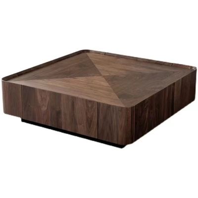 Mesa de café de nuez negra luz nórdica lujosa mesa de té cuadrada para el lobby de la oficina