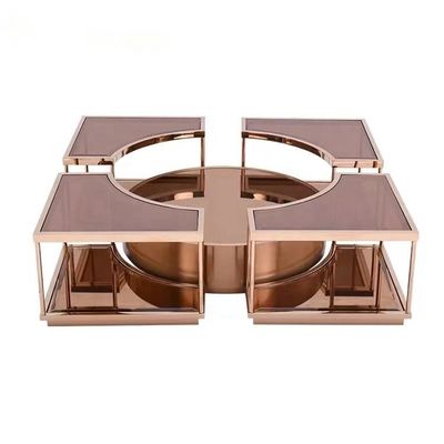 OEM Moderno de vidrio de mesa de café espejo de oro rosa centro de la mesa para el vestíbulo Casa Villa