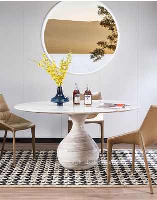 Muebles de hotel y restaurante robustos Mesa de comedor de mármol natural de forma redonda