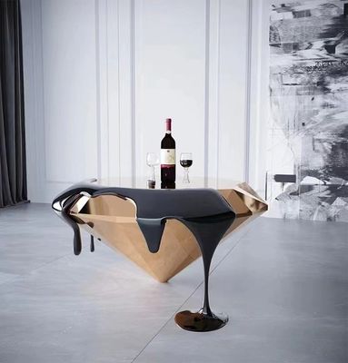 Mesa de café de fibra de vidrio multicolor de diseño italiano único forma de lava de diamante
