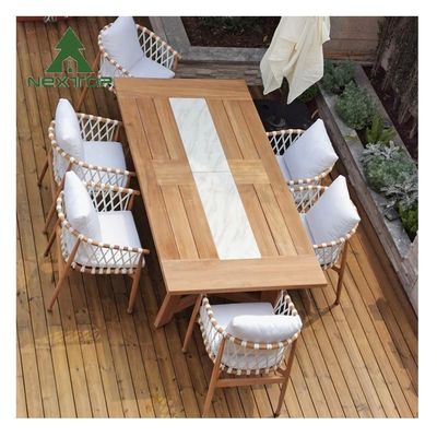 Muebles de patio simples y duraderos Mesa y sillas de jardín Teca Set de comedor al aire libre