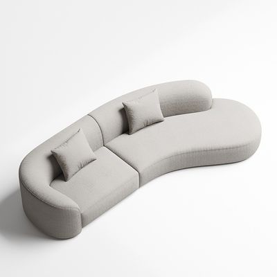Buen precio Rice White Hotel Lobby Sofá curvado Interior moderno Sofá de tejido Teddy en línea