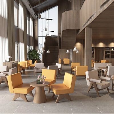 Hotel de cinco estrellas Lobby Muebles Negociación Sofá Mesa Y Silla Conjunto