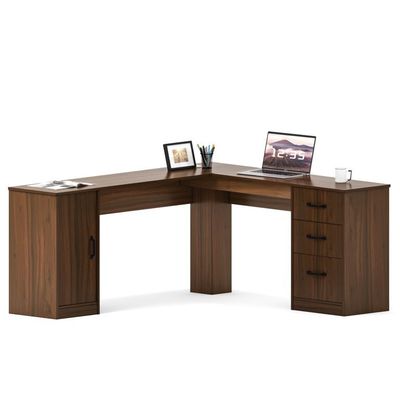 Escritorio de madera maciza de tamaño L para edificios de oficinas de hoteles