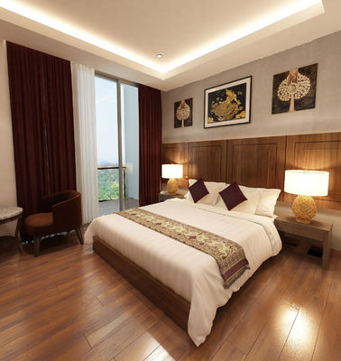 Muebles para dormitorios de hoteles con acabado de madera de nuez