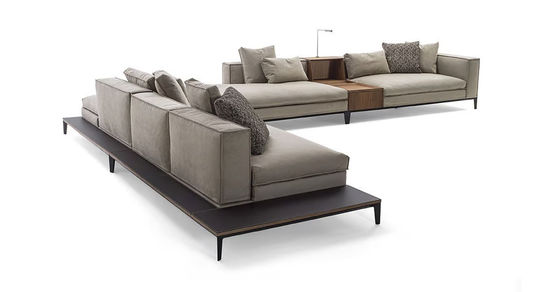 Buen precio Estética moderna Sofá de sillón largo en forma de L Para recepción de hotel Lobby Villa en línea
